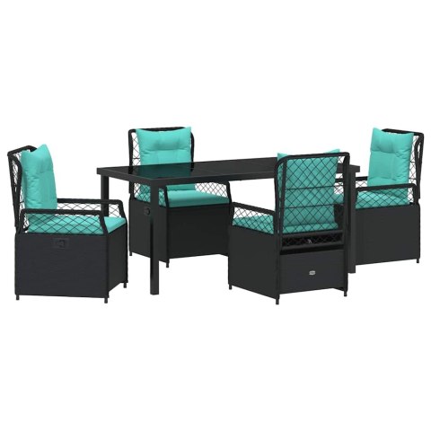 Zestaw do jadalni w ogrodzie 5 pcs Czarny polirattan
