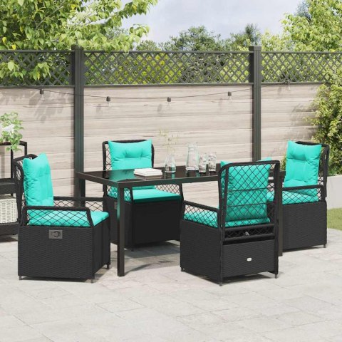 Zestaw do jadalni w ogrodzie 5 pcs Czarny polirattan