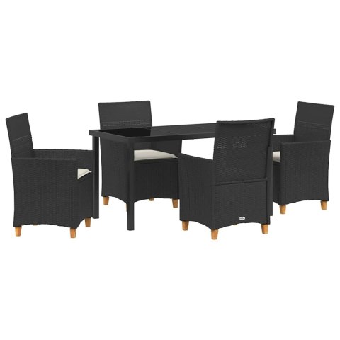 Zestaw do jadalni w ogrodzie 5 pcs Czarny polirattan