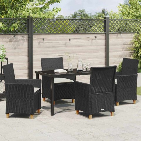 Zestaw do jadalni w ogrodzie 5 pcs Czarny polirattan