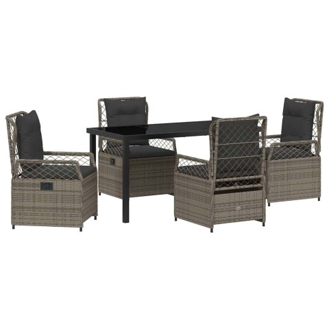 Zestaw do jadalni w ogrodzie 5 pcs Szary polirattan