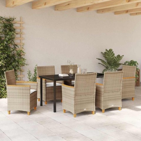 Zestaw do jadalni w ogrodzie 7 pcs Beżowy polirattan