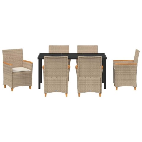 Zestaw do jadalni w ogrodzie 7 pcs Beżowy polirattan
