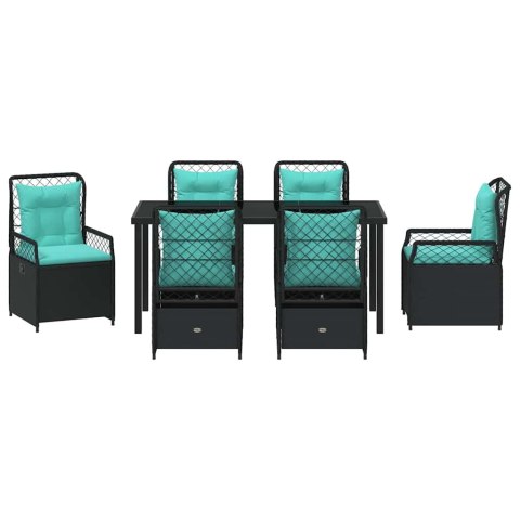 Zestaw do jadalni w ogrodzie 7 pcs Czarny polirattan