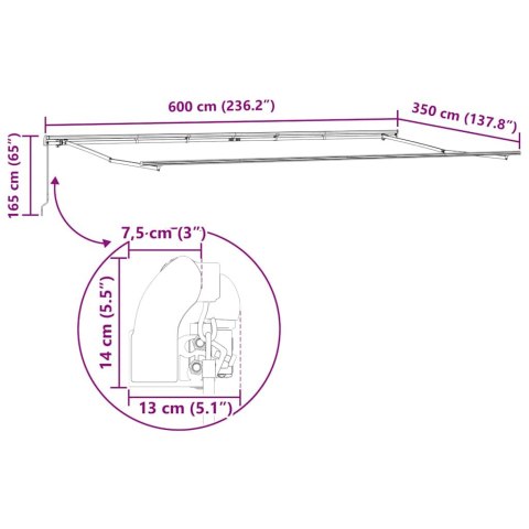 Markiza wysuwana Wielokolorowe 600 × 350 cm