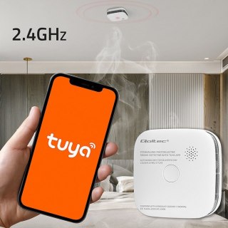 QOLTEC CZUJNIK DYMU Z BATERIĄ | TUYA | WI-FI | ALARM 85DB | LED