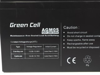 GREEN CELL AKUMULATOR ŻELOWY AGM05 12V 7,2AH (OUTLET)