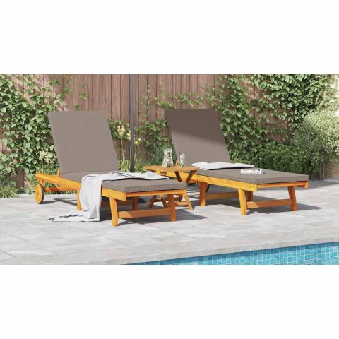 Leżak 2-osoba 3 pcs Brązowy Lite Drewno Akacji