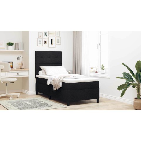 Łóżko sprężynowe z materacem Czarny 80 x 200 cm tkanina