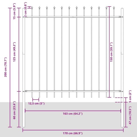 Ogrodzenie Ogrodowe 7 pcs Szary 11,9 x 1,5 m