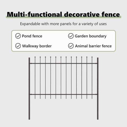 Płot ogrodowy z szpicami, szary, 15.3 x 1.2 m, stalowy