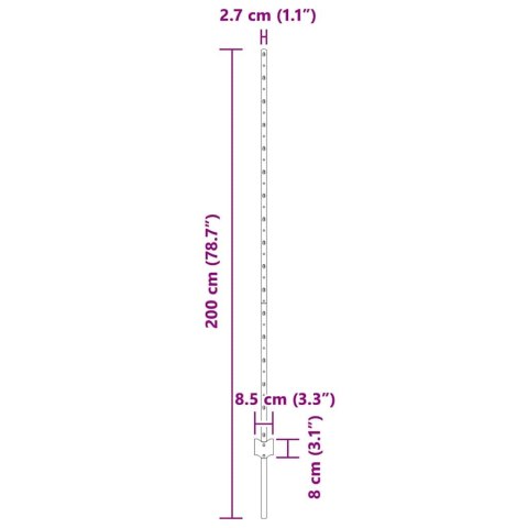 Słupek ogrodzeniowy. 44 pcs Zielony 200 cm Stal