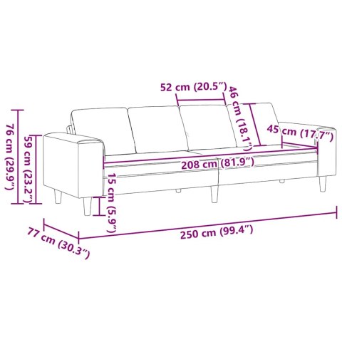 Sofa do salonu Niebieski 250 x 77 x 76 cm