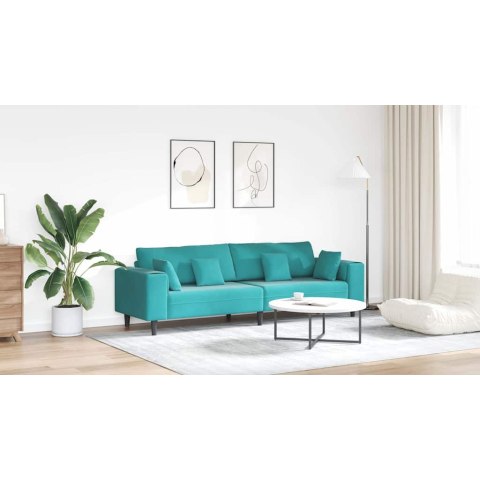 Sofa welurowa z poduszką z poduszką turkusowy 208 cm Aksamit