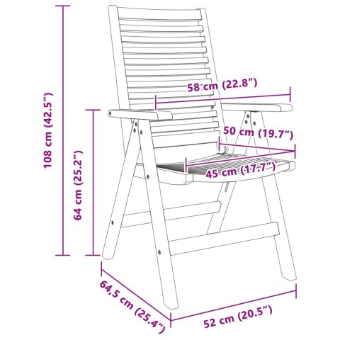 Krzesło Ogrodowe 4 pcs Brązowy 52 x 64.5 x 108 cm