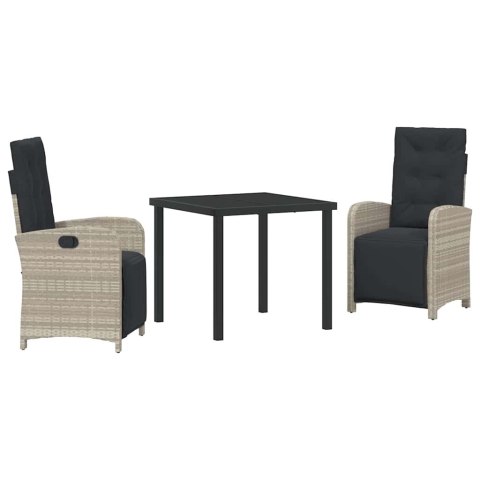 Zestaw do jadalni w ogrodzie 3 pcs Jasnoszary polirattan