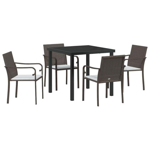 Zestaw do jadalni w ogrodzie 5 pcs Brązowy i czarny Rattan PE
