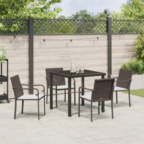 Zestaw do jadalni w ogrodzie 5 pcs Brązowy i czarny Rattan PE
