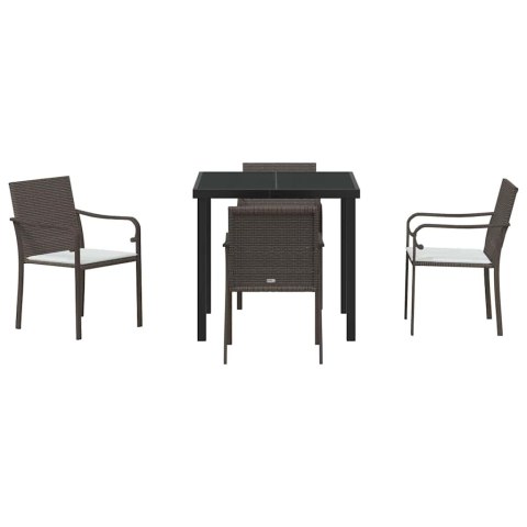 Zestaw do jadalni w ogrodzie 5 pcs Brązowy i czarny Rattan PE