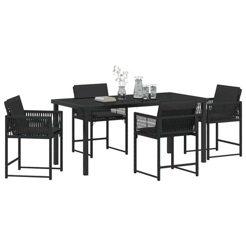 Zestaw do jadalni w ogrodzie 5 pcs Czarny polirattan