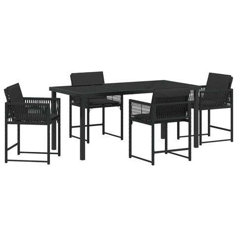 Zestaw do jadalni w ogrodzie 5 pcs Czarny polirattan