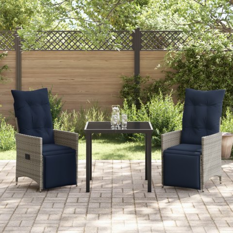 Zestaw stół i krzesła z poduszką 3 pcs Szary Rattan PE