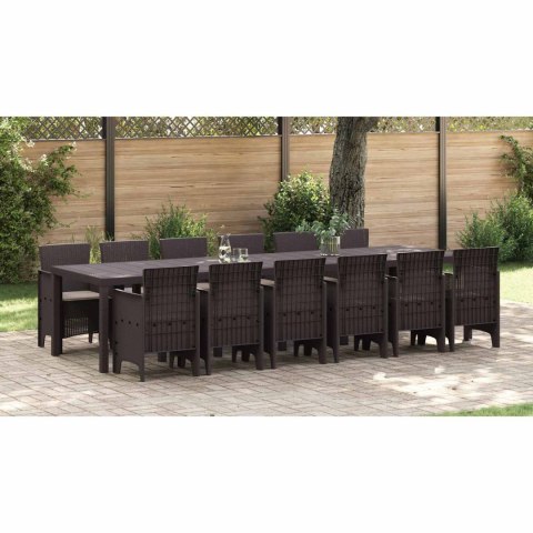 Zestaw do jadalni w ogrodzie 13 pcs Brązowy Rattan Polt
