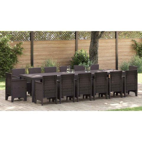 Zestaw do jadalni w ogrodzie 15 pcs Brązowy Rattan Polt