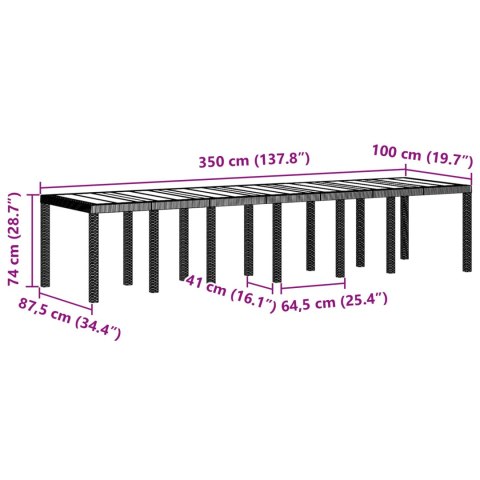 Zestaw do jadalni w ogrodzie 15 pcs Brązowy Rattan Polt
