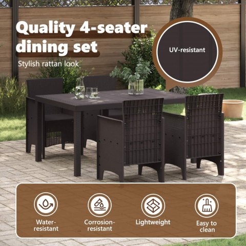 Zestaw do jadalni w ogrodzie 5 pcs Brązowy Rattan Polt