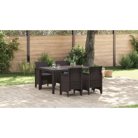 Zestaw do jadalni w ogrodzie 5 pcs Brązowy Rattan Polt