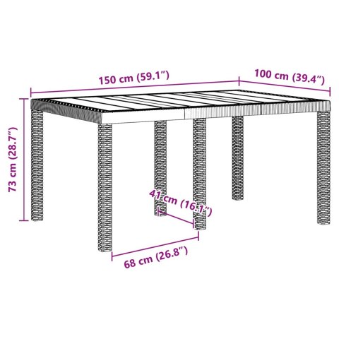 Zestaw do jadalni w ogrodzie 5 pcs Brązowy Rattan Polt