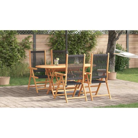 Zestaw do jadalni w ogrodzie 5 pcs Czarny Lite Drewno Akacji
