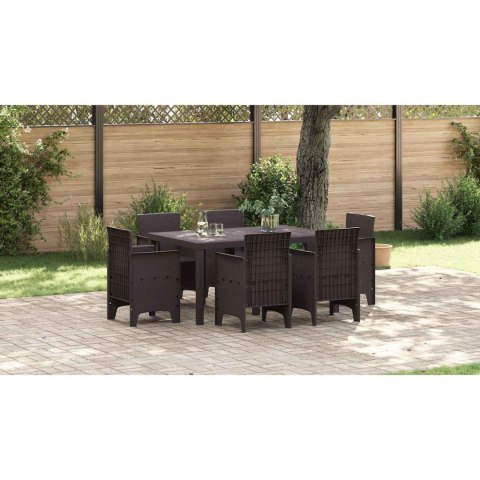 Zestaw do jadalni w ogrodzie 7 pcs Brązowy Rattan Polt