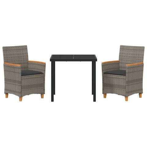 Zestaw do jadalni w ogrodzie 3 pcs Szary polirattan