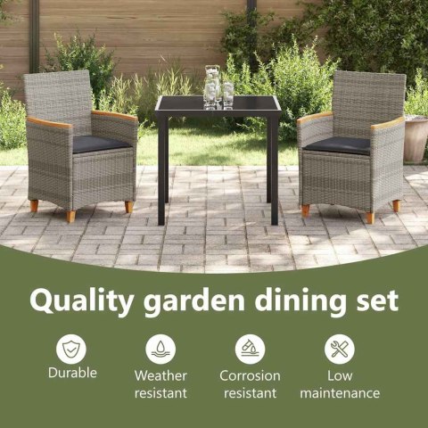 Zestaw do jadalni w ogrodzie 3 pcs Szary polirattan