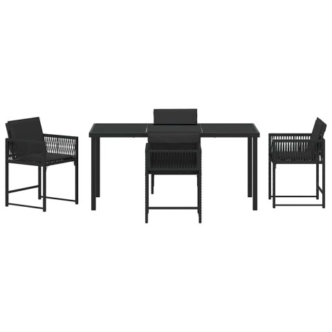 Zestaw do jadalni w ogrodzie 5 pcs Czarny polirattan