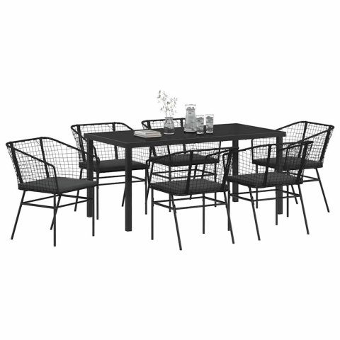 Zestaw do jadalni w ogrodzie 7 pcs Czarny polirattan