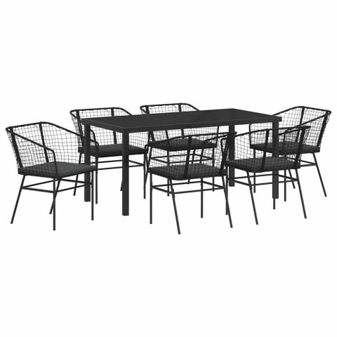 Zestaw do jadalni w ogrodzie 7 pcs Czarny polirattan