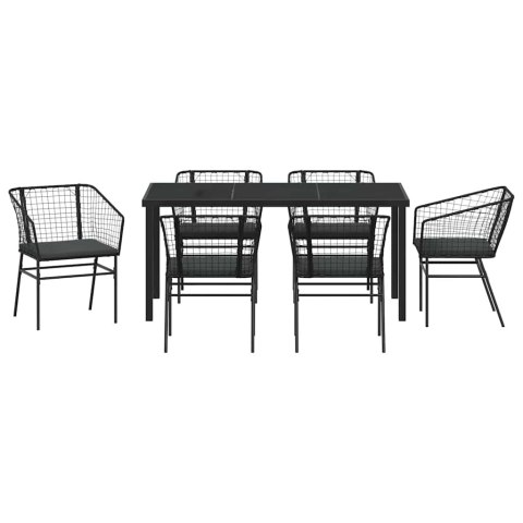 Zestaw do jadalni w ogrodzie 7 pcs Czarny polirattan