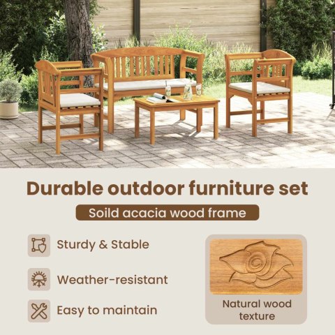 Zestaw mebli z poduszką 4 pcs Naturalny Lite Drewno Akacji