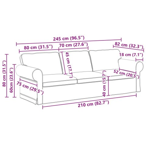 Sofa Jasnoszary 215 x 82 x 80 cm Metal