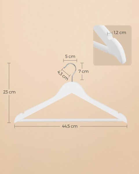 Wieszaki drewno białe 10szt - CRW03W10