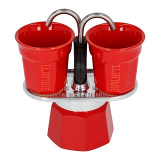 Bialetti kawiarka Mini Express czerwona 2tz + 2 filiżanki