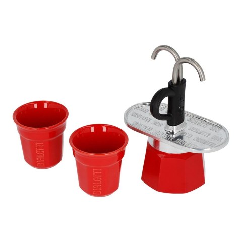 Bialetti kawiarka Mini Express czerwona 2tz + 2 filiżanki