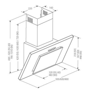 Okap kominowy AKPO WK-4 NERO LINE ECO 50 cm | LED liniowy | biały