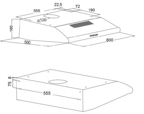 Okap podszafkowy AKPO WK-7 P 3060 60 cm | 400 m3/h | LED | czarny