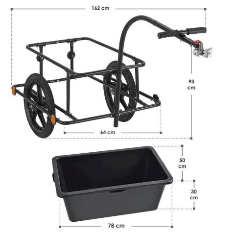 Wózek transportowy rowerowy 90 l, stalowy, plandeka, 80 kg