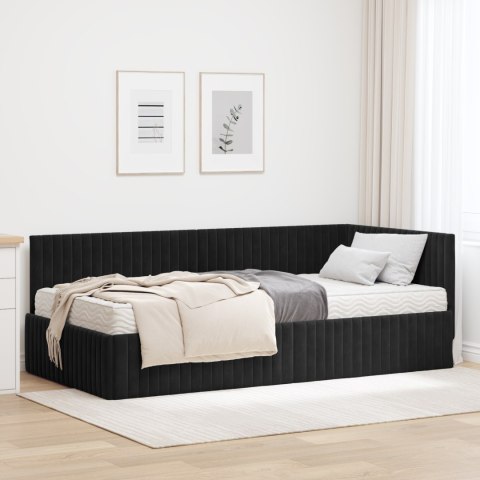 Rama Łóżka Narożnego z Materacem 2 pcs Czarny Aksamit
