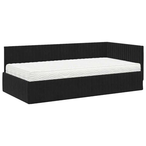 Rama Łóżka Narożnego z Materacem 2 pcs Czarny Aksamit